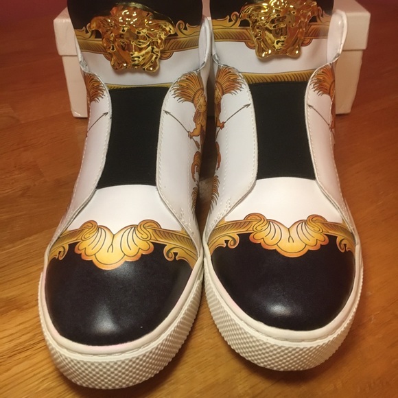 Versace “Baroque” slip-on, high-top sneakers in a size 14 US. Authentic. - Picture 2 of 3